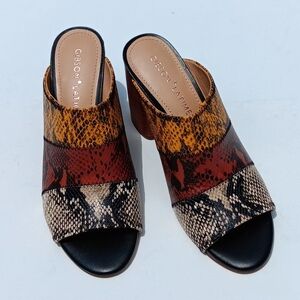 GIBSON  LATIMER Women's Multicolor Goat Leather Snakeskin Mules - 8.5M